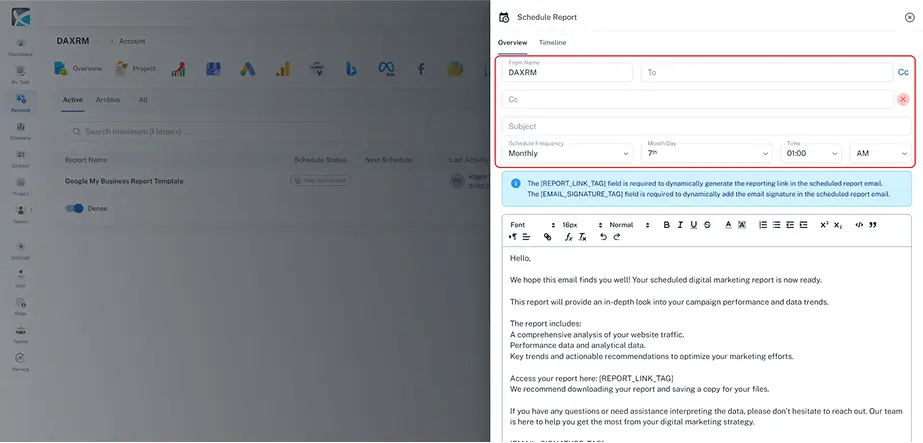 Report Scheduling-Schedule